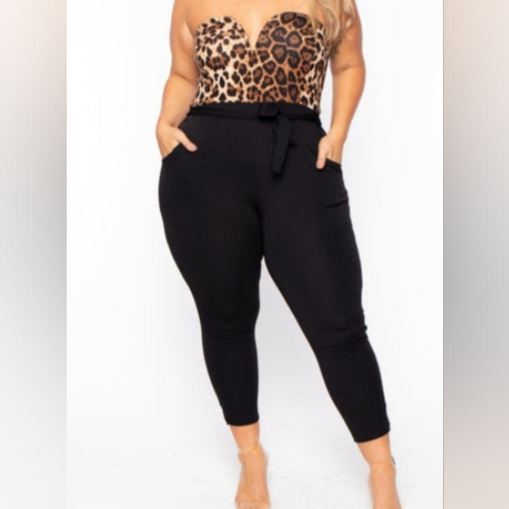 Nove Leopard Top Jumpsuit Black
